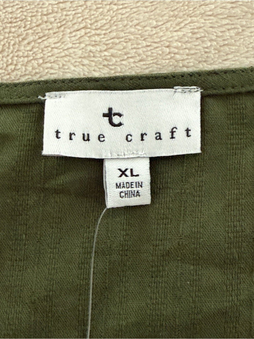 True Craft Olive Green V-Neck Peasant Top Bohemian Women's Blouse Size XL - Picture 3 of 6